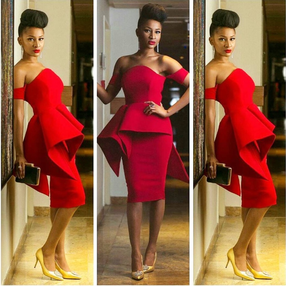 Structured peplum red dress